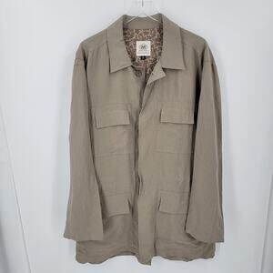 Maus & Hoffman Kenya Safari Jacket Mens XL Tan Linen Tencel Utility Field Coat